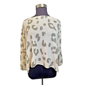 Lisa Robertson‎ pullover women's lightweight knit animal print top oversized XL